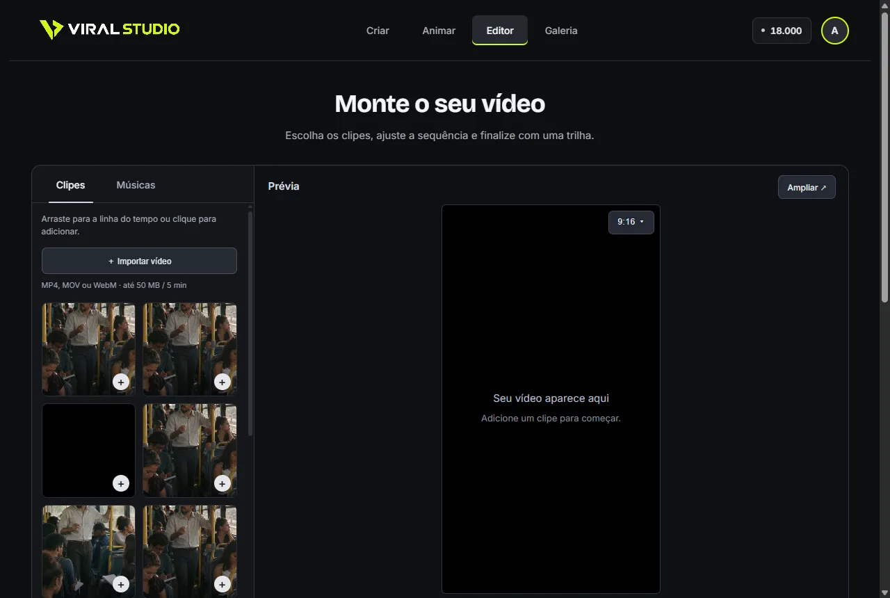Editor do Viral Studio