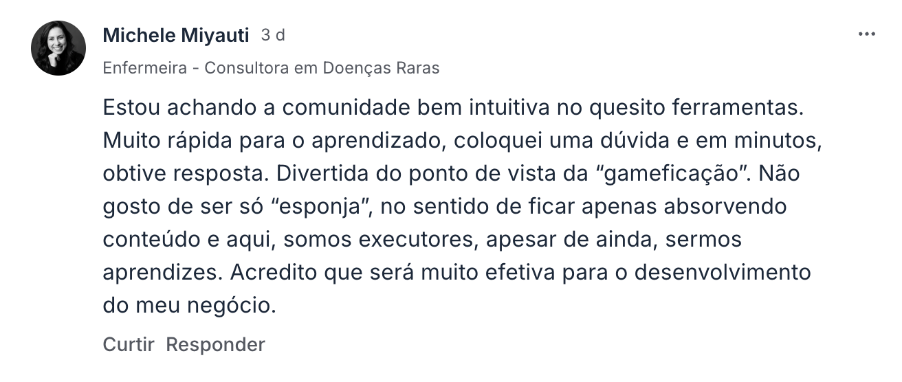 Depoimento de membro da comunidade