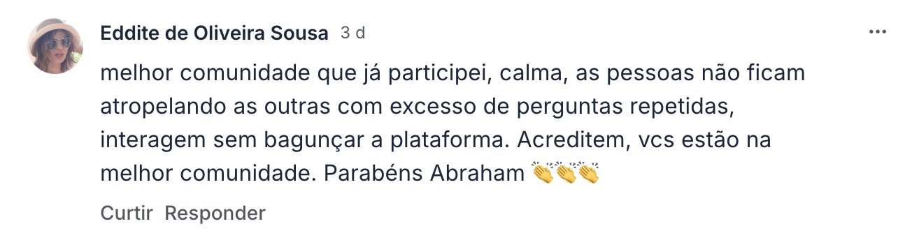 Depoimento de membro da comunidade