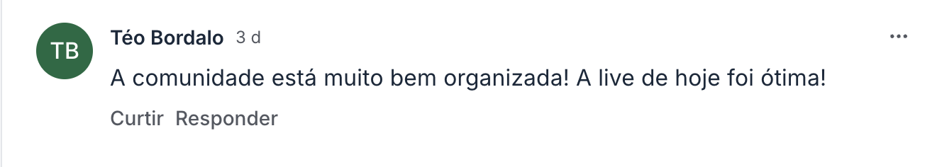 Depoimento de membro da comunidade