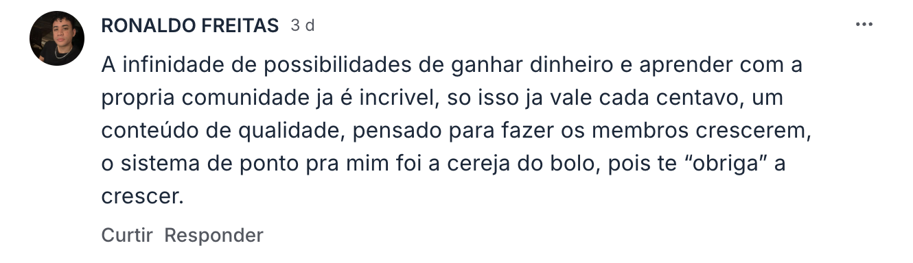 Depoimento de membro da comunidade