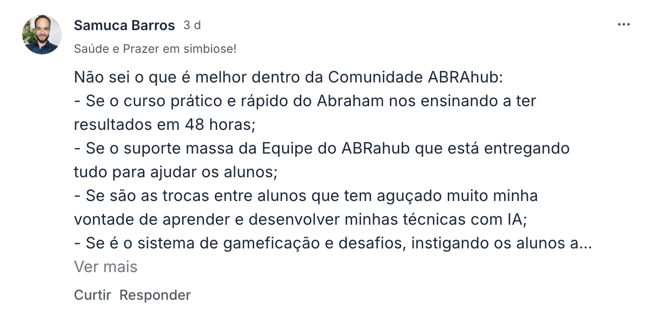 Depoimento de membro da comunidade