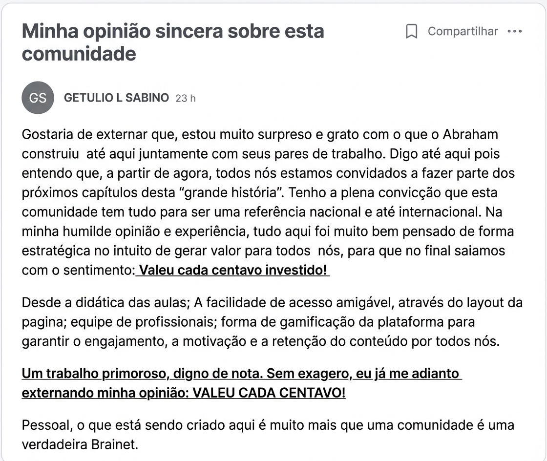 Depoimento de membro da comunidade