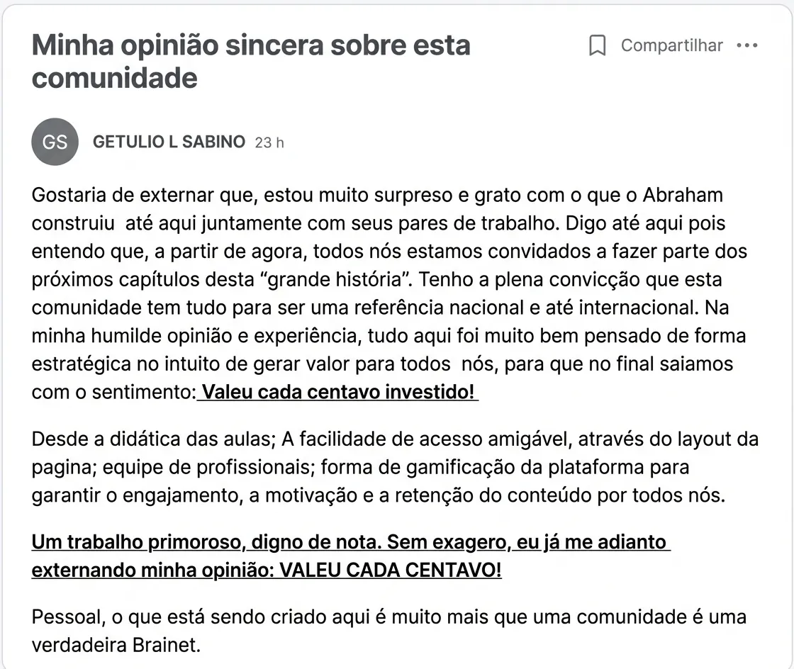Depoimento de membro da comunidade